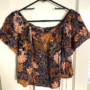 Madewell silk crop blouse
